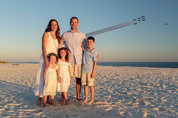Blue Angel Flyover Family Beach Portrait